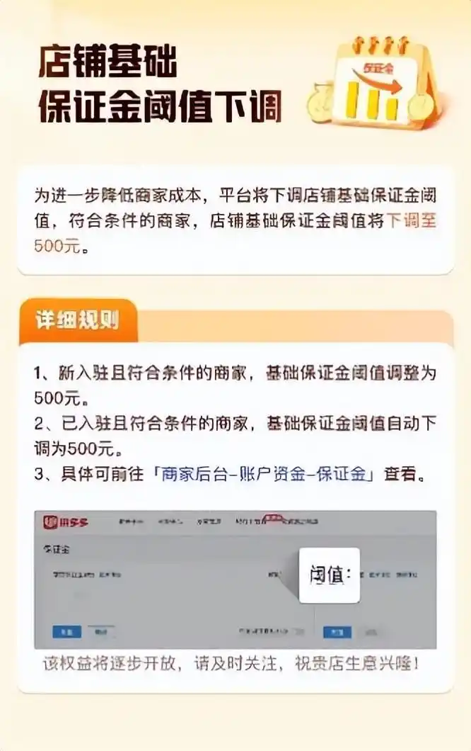拼多多下调商家店铺保证金，首批已覆盖近70个类目，数百万商家受益